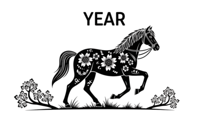 ia generated. Lunar New Year 2026 with a horse and gold details. Modern abstract design representing energy, prosperity, and good fortune.	