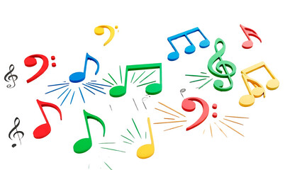 ia generated. Artistic design with swirling musical notes on white background, perfect for music, creativity, or editorial design themes.	