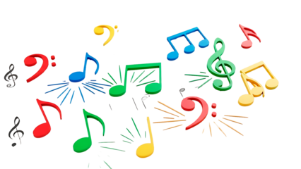 ia generated. Artistic design with swirling musical notes on white background, perfect for music, creativity, or editorial design themes.	