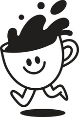 Obraz premium Cute Smiling Coffee Cup Character Illustration Representing Energy, Happiness, Morning Routine and Caffeine Concept