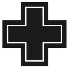 Obraz premium Title: A black and white geometric pattern with a central square and four protruding arms forming
