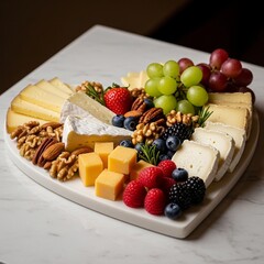 Heart-Shaped Cheese Platter Gourmet Style