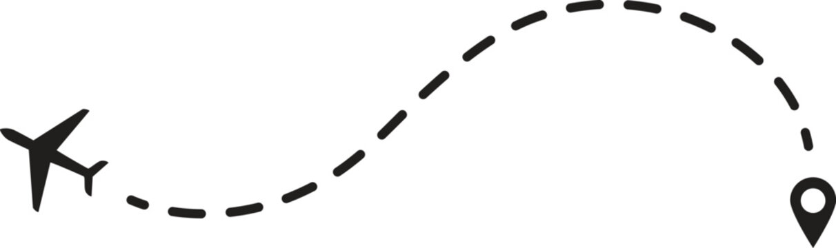 airplane route. Romantic travel, heart dashed line trace and plane routes isolated vector illustration