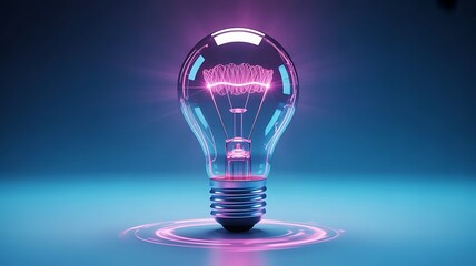 Illuminated Light Bulb with Neon Glow Effect