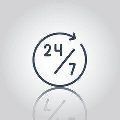 247 Service Availability Line Icon