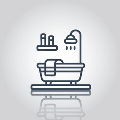 Minimalist Bathtub and Shower Line Icon