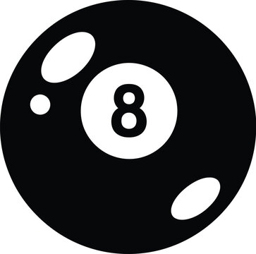 Eight billiard ball number icon. 8 ball game of pool. 
