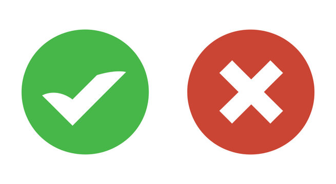 Green check mark icon and red cross mark icon on a white background, representing correct and incorrect choices