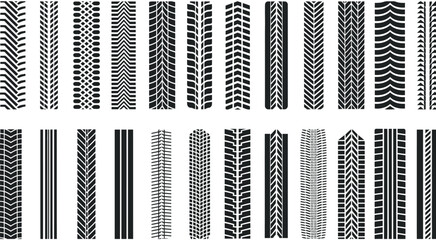 Collection of abstract tire tread patterns and textures for graphic design © 弗莱彻