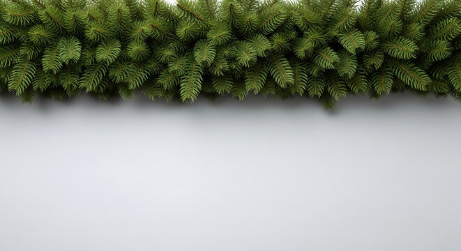 Lush green pine branches forming a festive Christmas garland bor