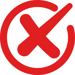 Obraz premium Red circle with a cross symbol inside isolated on transparent background