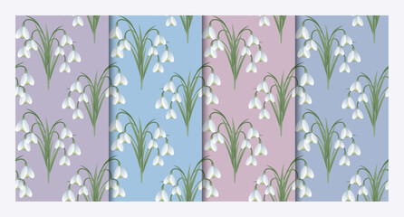Set of 4 Snowdrop Patterns