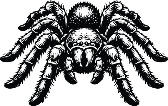 Tarantula Spider Design - Detailed Spider Illustration - Arachnid Vector design - Creepy Crawly Design - Realistic Spider Clipart - Tarantula Silhouette - Large Spider Design