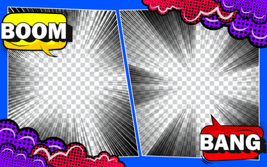 Comic cartoon versus with speech bubble template background.