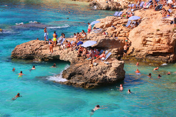 Blue Lagoon is a natural pool with crystal clear waters. Malta's No 1 attraction: located in Comino island between the islands of Malta and Gozo. © Daniel Meunier
