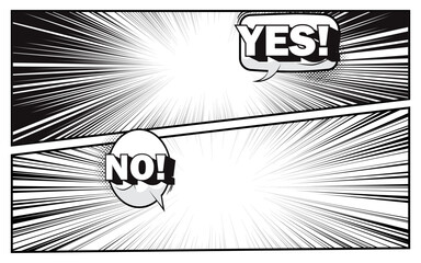 Comic cartoon pop art battle versus background with blank speech bubble