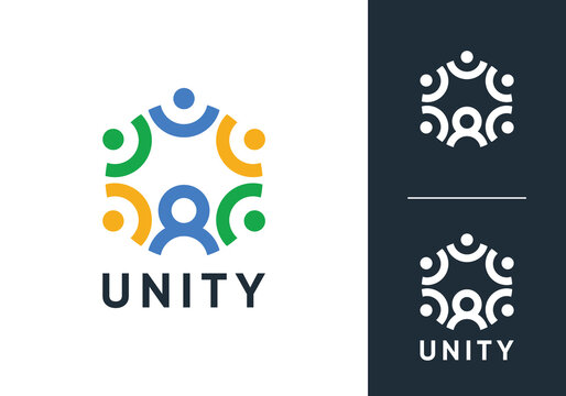 people community logo. abstract teamwork, human hub social design vector concept