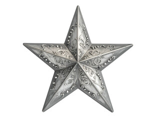 Obraz premium Ornate silver five-pointed star with intricate scrollwork details