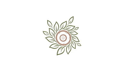 Obraz premium Simple minimalist logo design with floral elements and spiral center.
