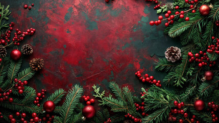 christmas background with christmas tree and decorations