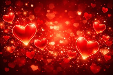 Glowing Red Hearts Abstract Background for Festive Valentine&rsquo;s Day Design and Luxury Editorial