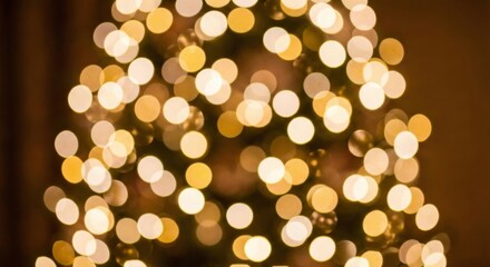 Obraz premium Christmas Tree Lights Aglow, Holiday Celebration, Warm Festive Mood