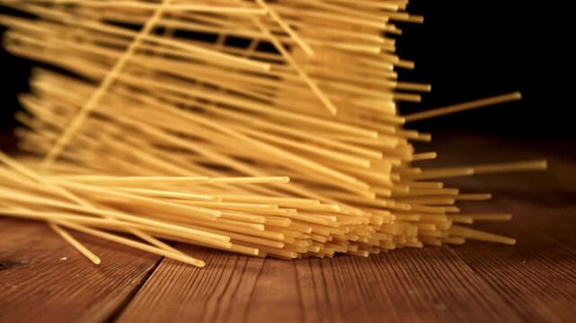 Super slow motion spaghetti pasta . Filmed on a high-speed camera at 1000 fps. High quality FullHD footage