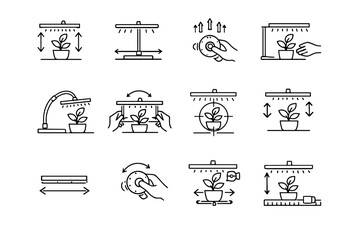 Height lamp light mindful vector control flexible adjustable icon grow arrows motion