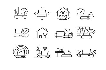 Visual minimalist reduced icon router performance connected vector calm setup living art