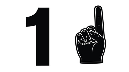 Obraz premium A bold number one with a pointing hand in dark silhouette