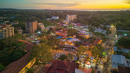 aerial view of Tamarindo Costa Rica at sunset