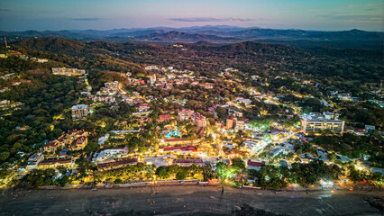 aerial view of Tamarindo Costa Rica at sunset