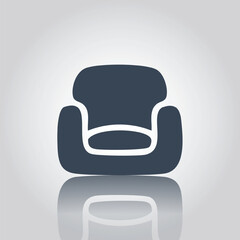 Minimalist Armchair Icon with Reflection
