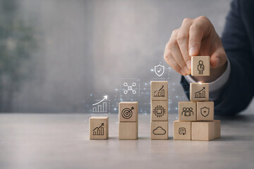 Business Growth Strategy Concept with Data Analytics, Security and Digital Innovation