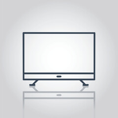 Flat Line Icon of a Television Screen