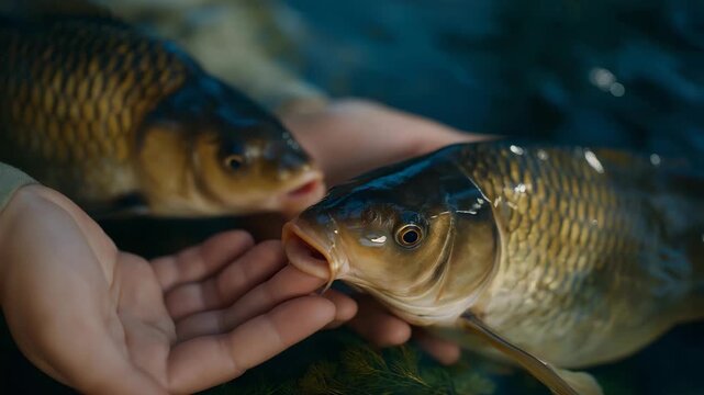 An inland aquaculture operation using recirculating water systems, emphasizing water conservation and eco-friendly fish production methods. cinematic color correction, natural uneven lighting yet