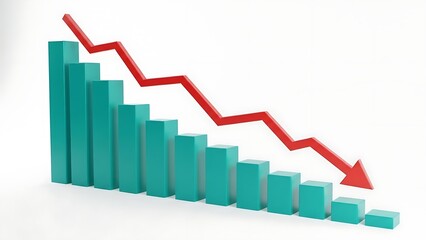 Decreasing Bar Chart with Downward Trend Arrow