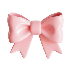 3d vector bow render illustration. Realistic pink plastic 3d icon isolated on white