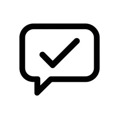 Green checkmark inside white speech bubble icon chat icon