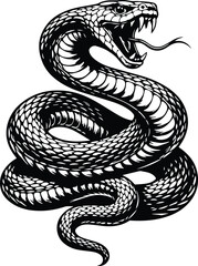 Fototapeta premium Tribal Snake Illustration - Coiled Serpent Art - Viper Cobra Rattlesnake - Snake Wildlife and Tattoo Style
