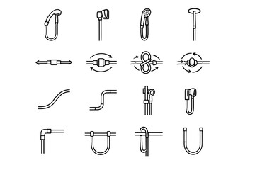 Shower straight silhouette hanging vector icon line routing hose prevention calm alignment