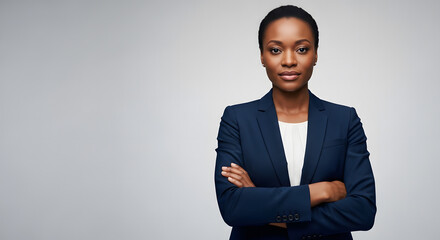 Professional Black businesswoman portrait standing with arms cro