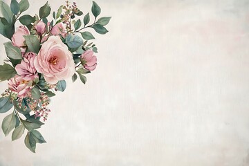 Delicate floral arrangement featuring pink roses and greenery