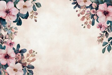 Floral Watercolor Background: A delicate watercolor floral arrangement with various blooms, creating a gentle and artistic backdrop. The flowers have pink and purple petals.