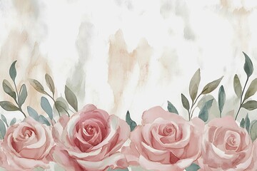 A stunning floral design featuring four lovely pink roses. The roses are elegantly arranged with accompanying leaves, creating a sense of natural beauty