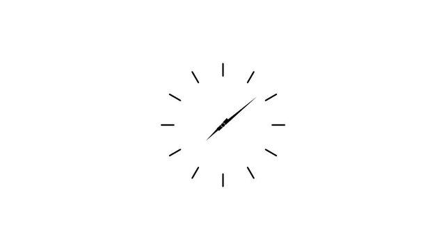 Cartoon clock or wall clock icon. Clock animation time indicator schedule concept. Analog clock hand motion time passing visual. Minimal time symbol interface animation. Watch, clock, timer.