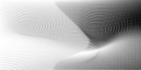 Grunge halftone dots pattern texture 
background. Modern dotted  illustration. Abstract curves. Points backdrop. Grungy spotted pattern. Monochrome template for web design, covers, web sites, banners