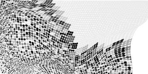 Grunge halftone dots pattern texture 
background. Modern dotted  illustration. Abstract curves. Points backdrop. Grungy spotted pattern. Monochrome template for web design, covers, web sites, banners