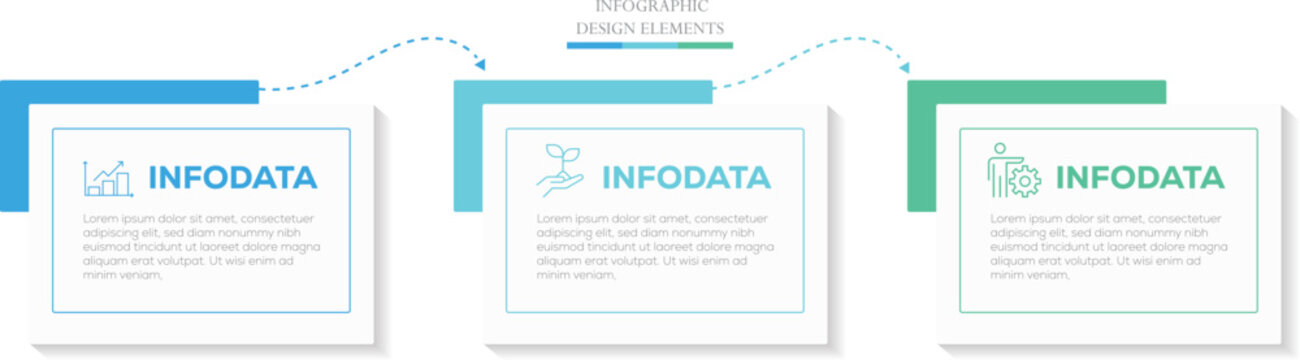  Infographic label design template with icons and 3 options or steps. Can be used for process diagram, presentations, workflow layout, banner, flow chart, info graph.