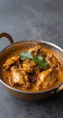 Spicy Chicken Curry in Copper Pan Authentic Indian Cuisine